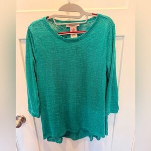 Philosophy Teal Lightweight Knit Top 3/4 Sleeve Scoop Neck Size M